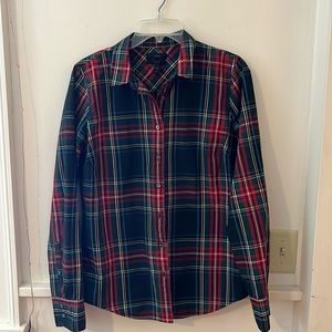 J. Crew Black Stewart Tartan Perfect Shirt 10T
